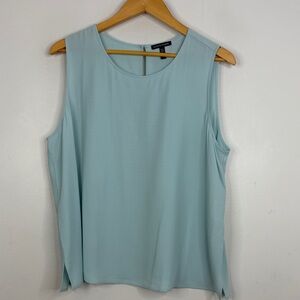 Eileen Fisher Top Womens XL Baby Blue Silk Sleeveless Round Neck Blouse Top